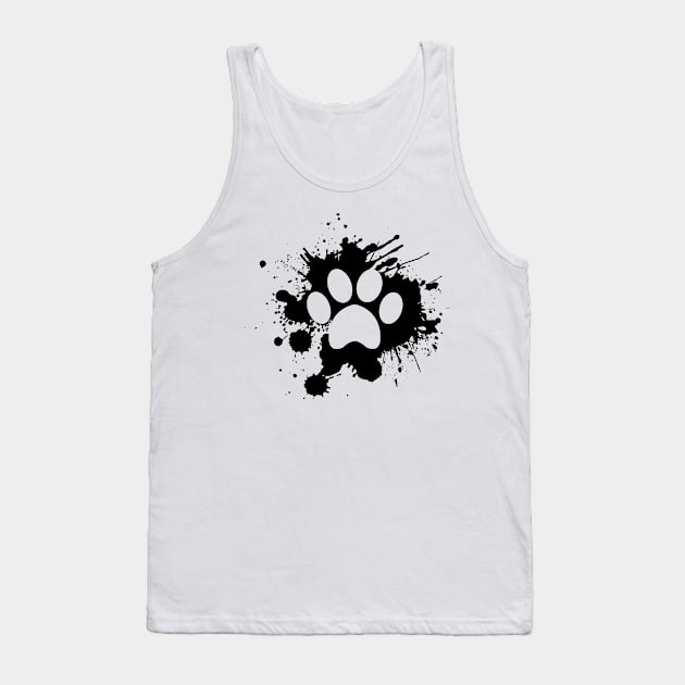 Paw Mark In a paint - Dog Lover Cat Lover Tank Top by KC Happy Shop